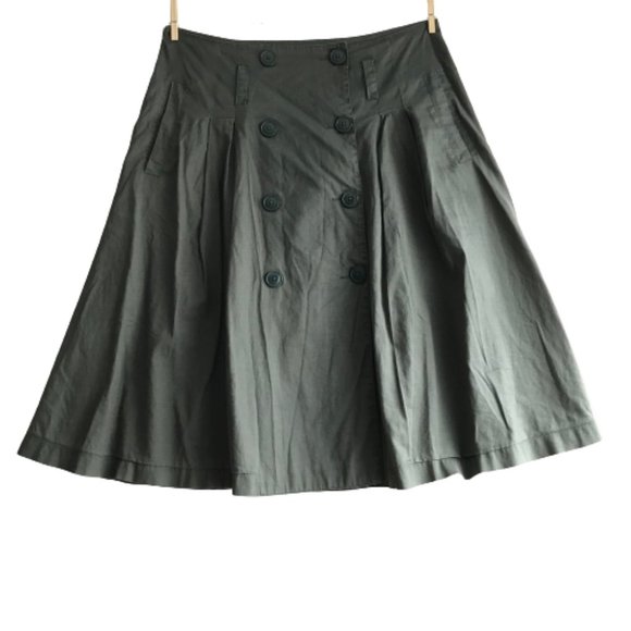 H&M Olive Green Double Button High-rise Skirt - Picture 1 of 4